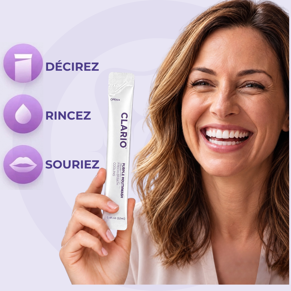 Bain de bouche violet pour dents jaunes