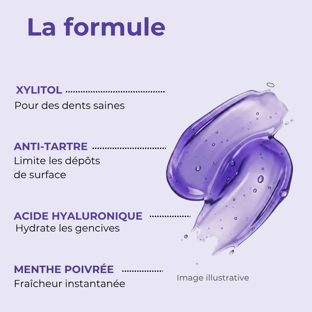 Bain de bouche violet pour dents jaunes