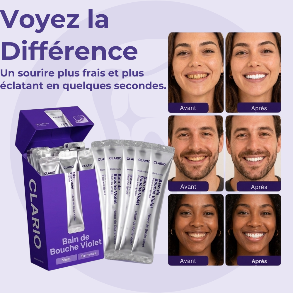 Bain de bouche violet pour dents jaunes