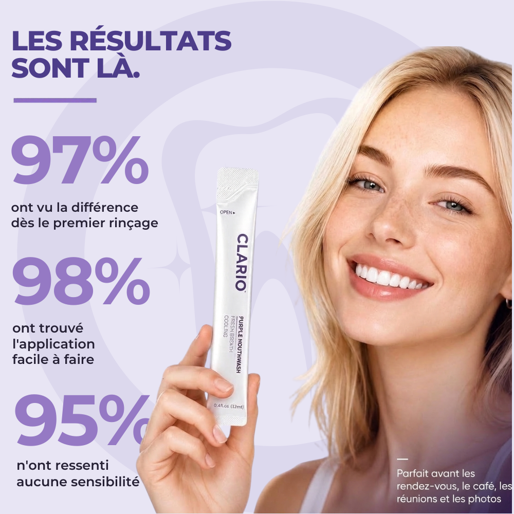 Bain de bouche violet pour dents jaunes